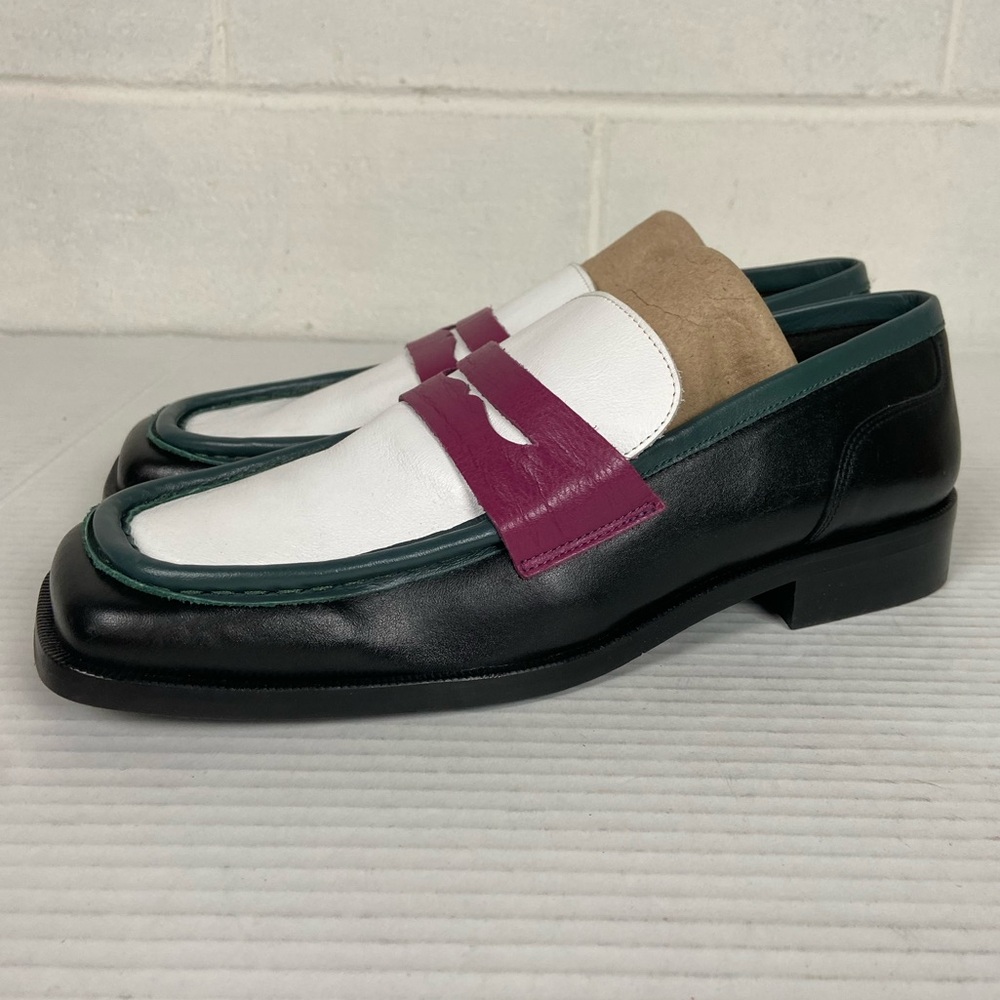 NWOT Anthropologie x Maeve Square Toe Multicolor‎ Leather Penny Loafers EU40